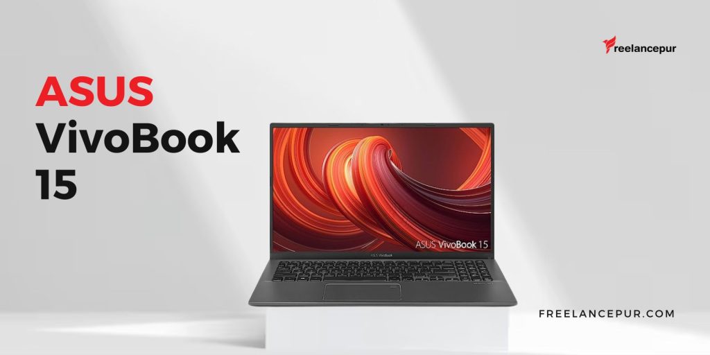 An image showcasing ASUS VivoBook 15 Th beautifully with bold text by freelancepur