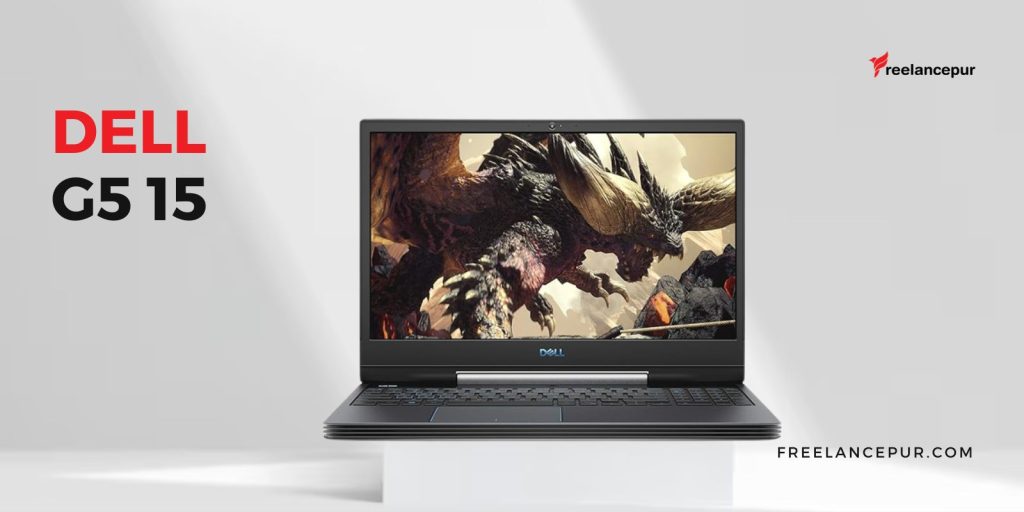 An image showcasing Dell G5 15 beautifully with bold text by freelancepur