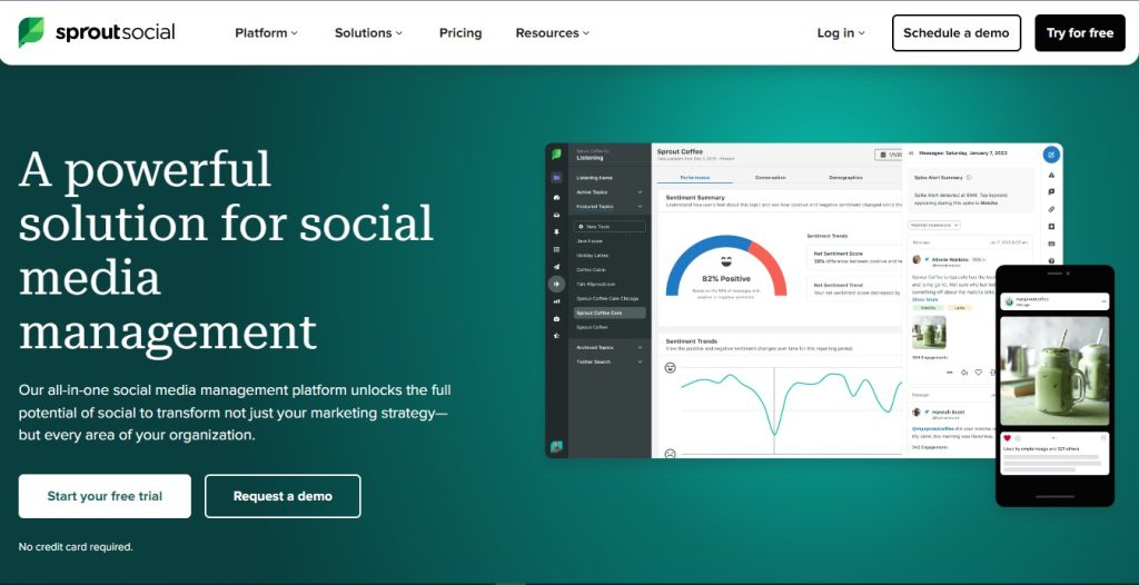 A web screenshot of Sprout Social