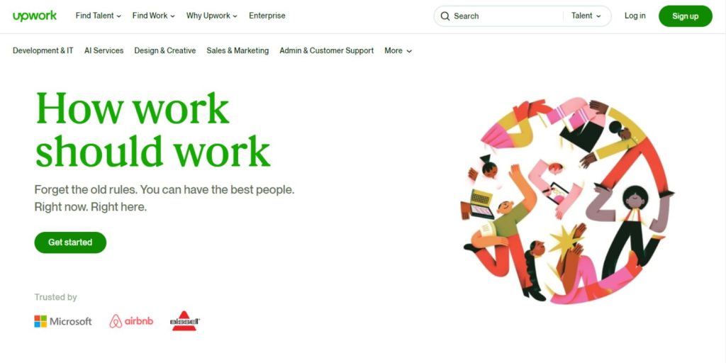 A wide screenshot of Upwork freelancing website