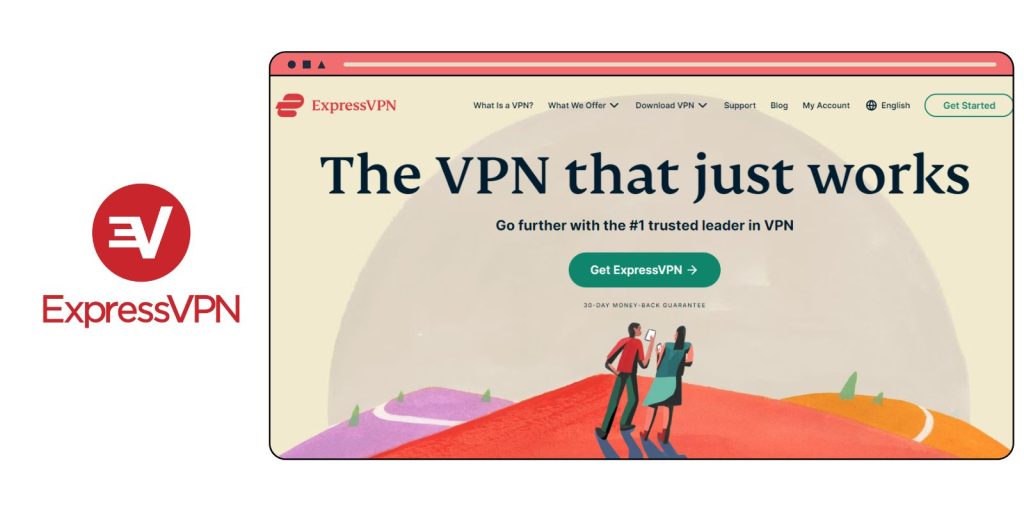 Screenshot of ExpressVPN's homepage with the ExpressVPN logo displayed prominently.